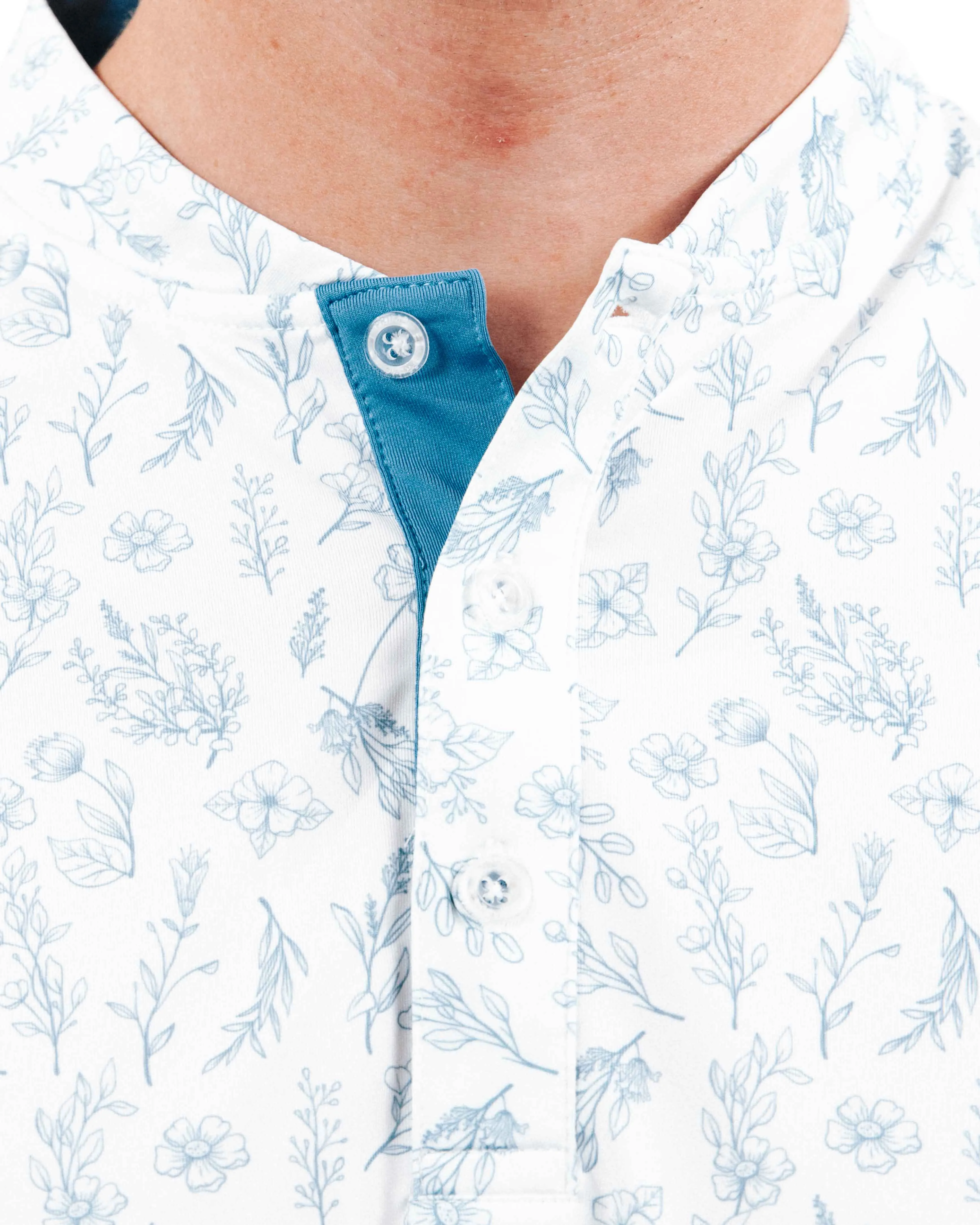 Slate Floral Blade Polo,Men Top