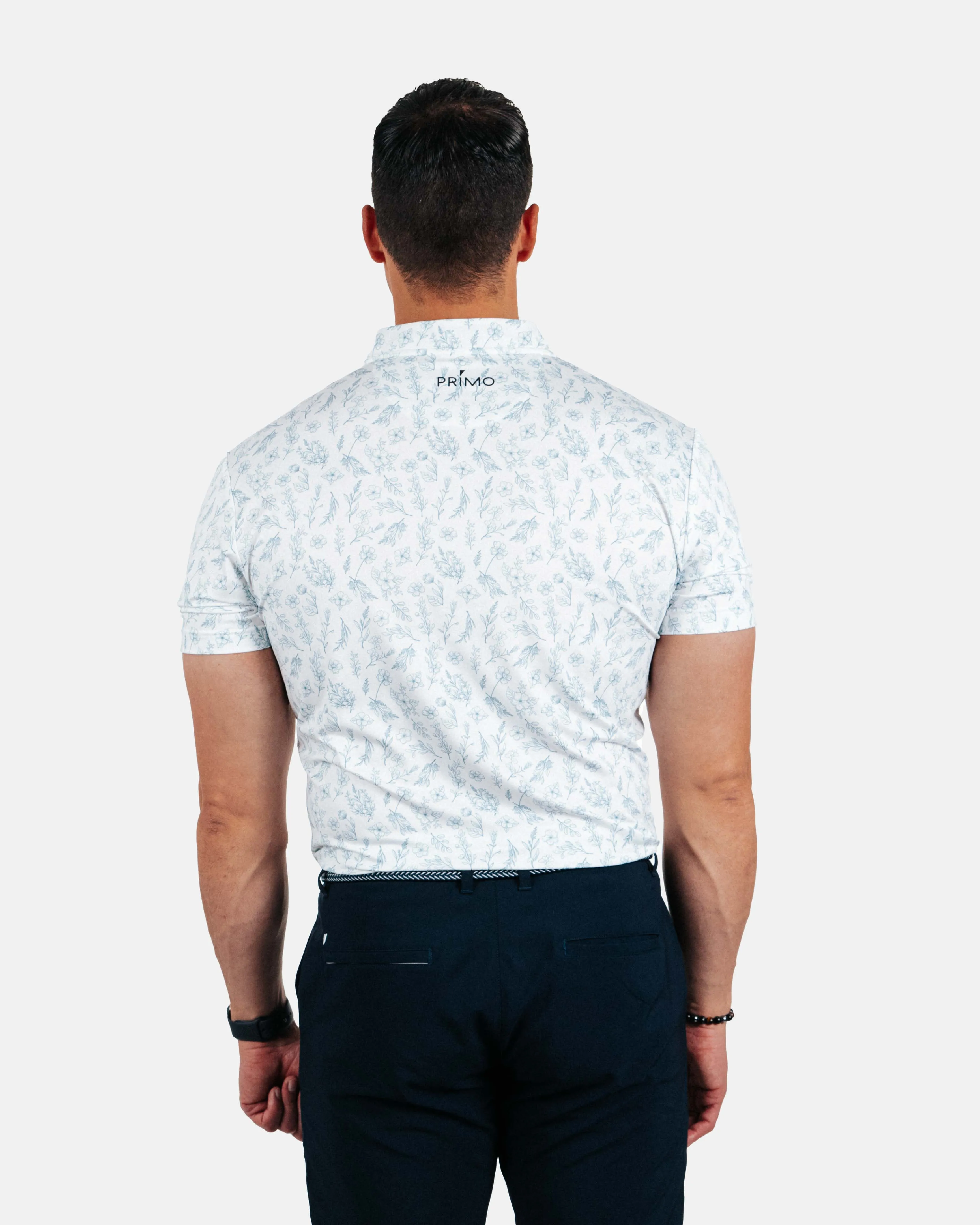 Slate Floral Blade Polo,Men Top