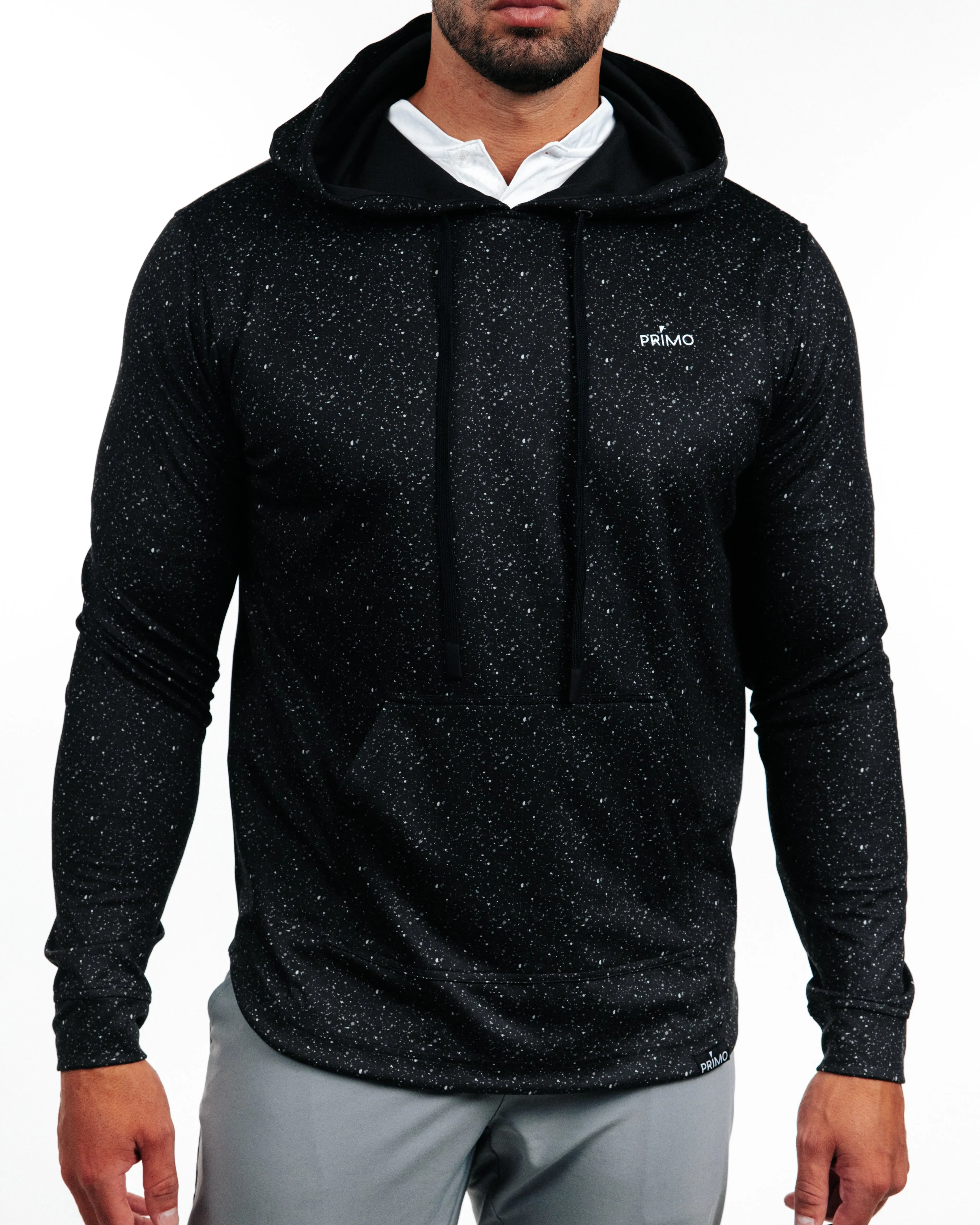 Speckled Black Golf Hoodie,Men Top