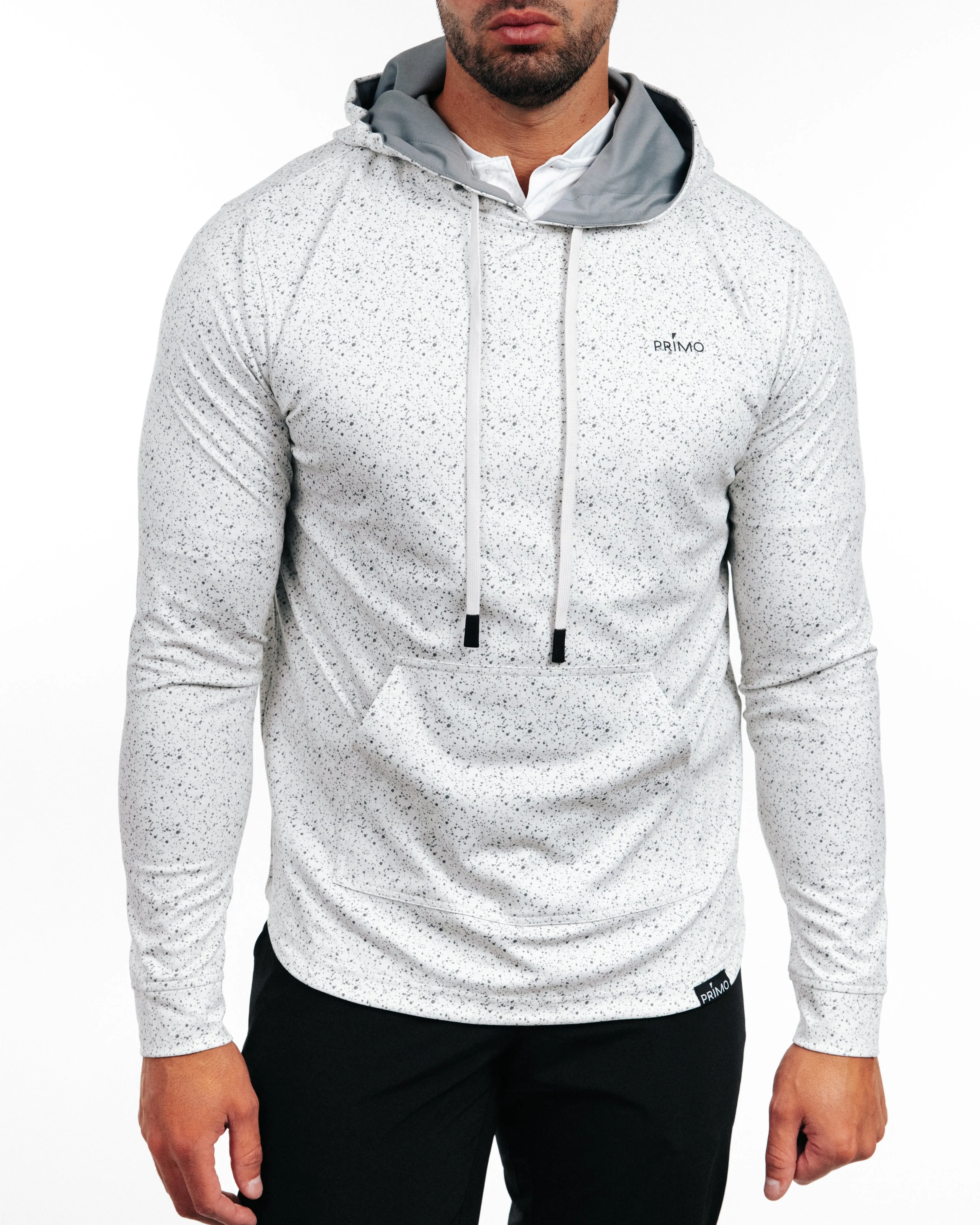 Speckled White Golf Hoodie,Men Top