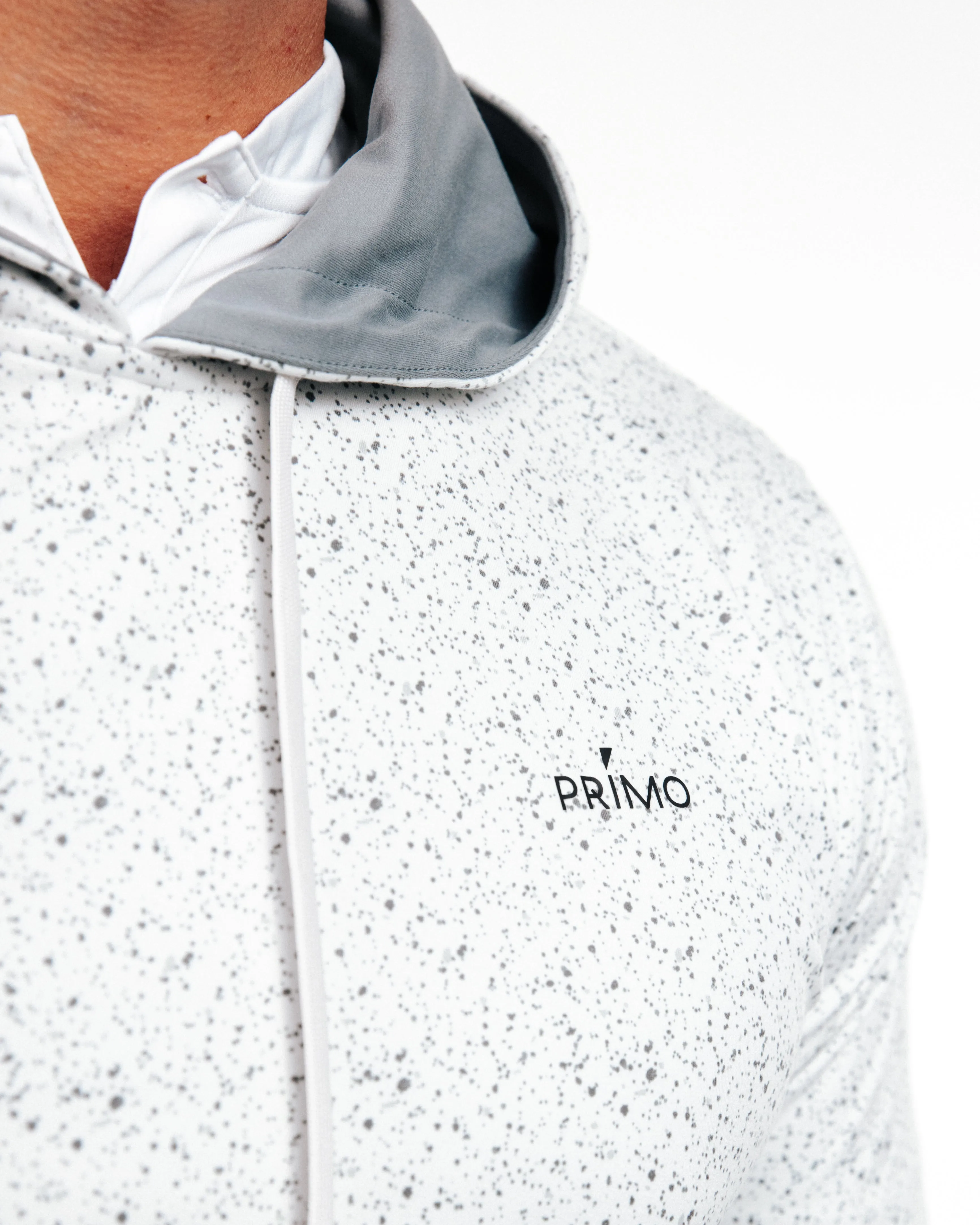 Speckled White Golf Hoodie,Men Top