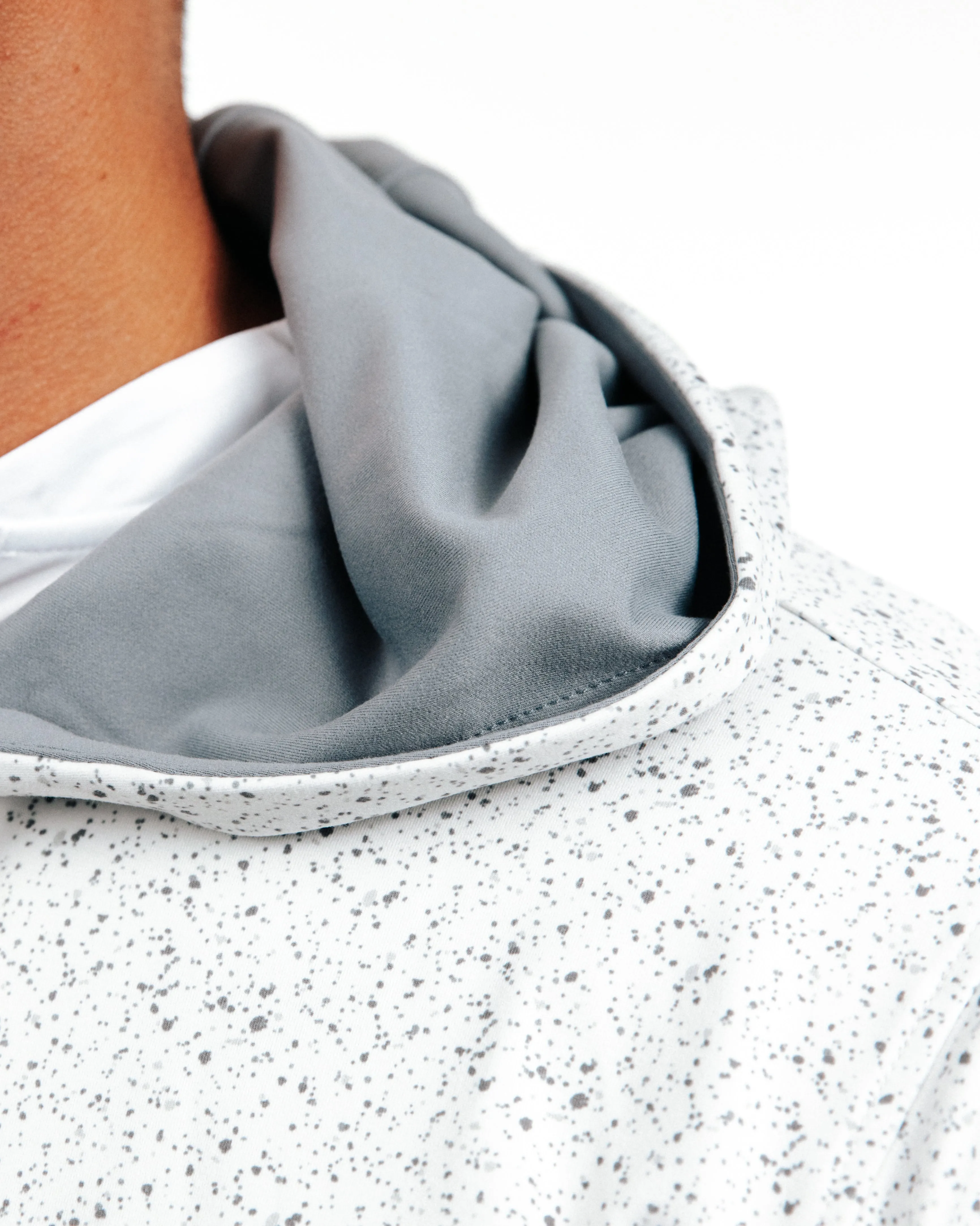 Speckled White Golf Hoodie,Men Top