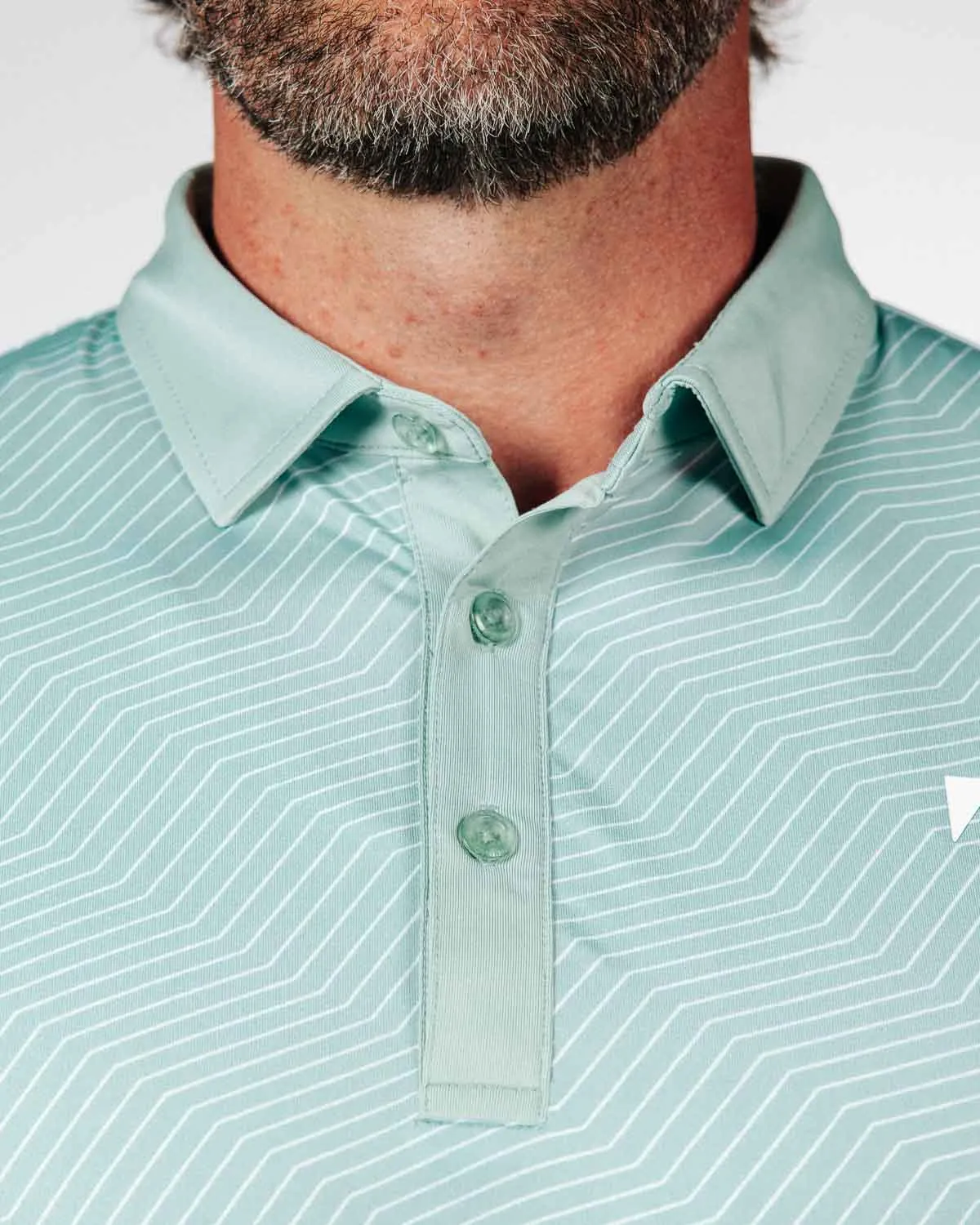 Teal Chevron Classic Polo,Men Top