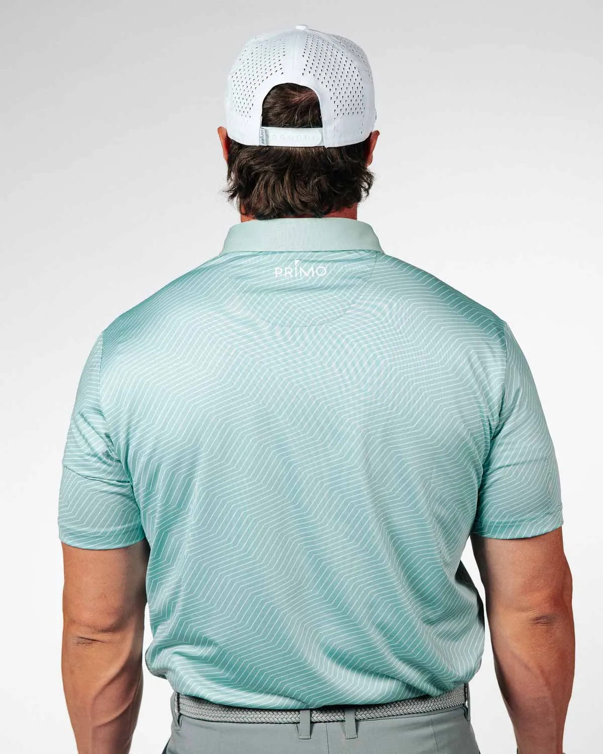 Teal Chevron Classic Polo,Men Top