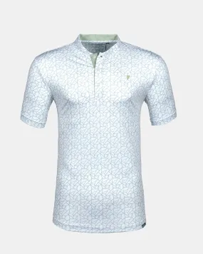Teal Geometric Blade Polo,Men Top