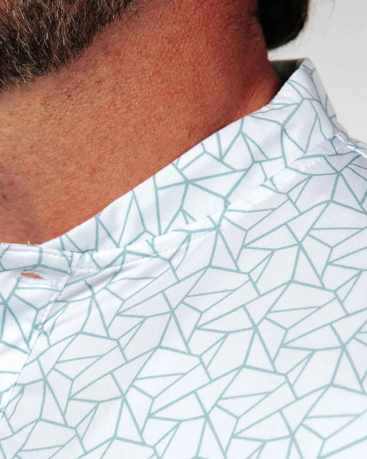 Teal Geometric Blade Polo,Men Top