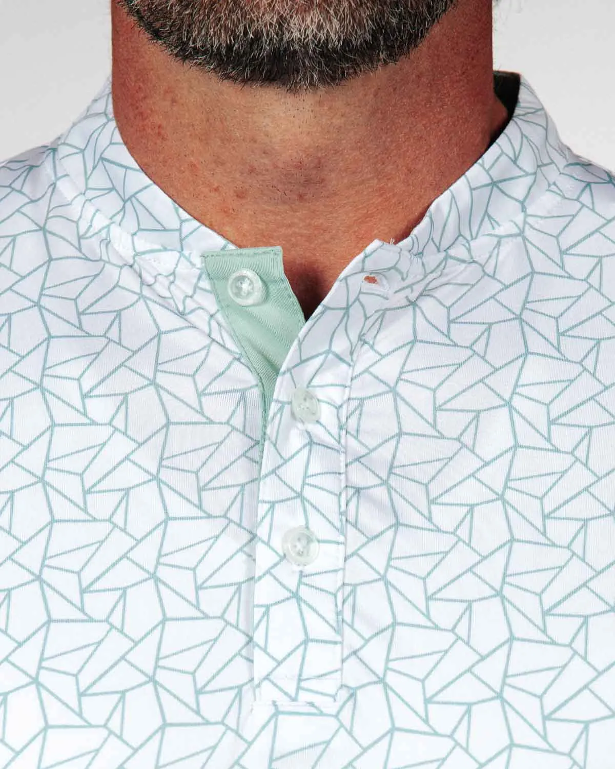 Teal Geometric Blade Polo,Men Top