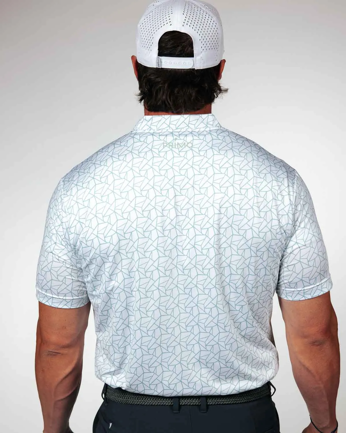 Teal Geometric Blade Polo,Men Top