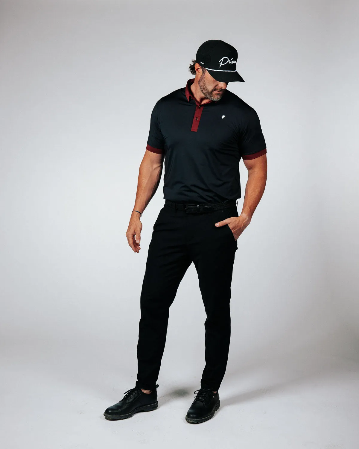 Two Tone Black/Maroon Classic Polo,Men Top