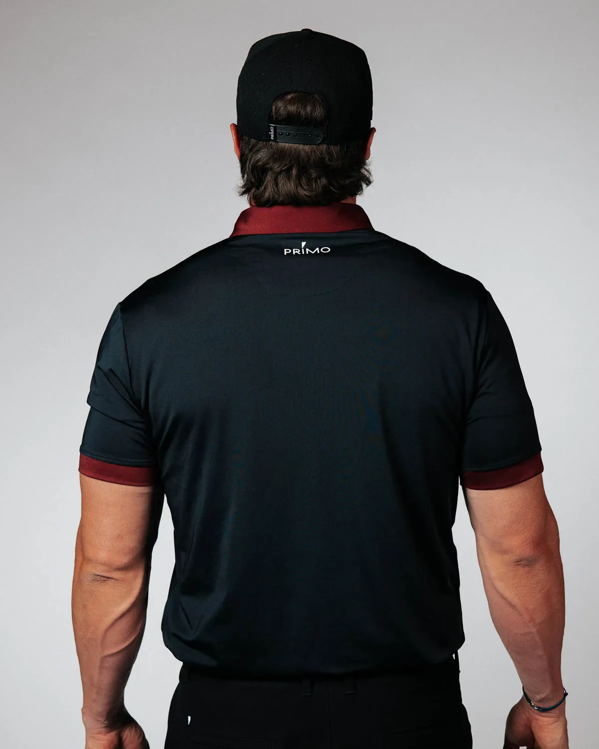 Two Tone Black/Maroon Classic Polo,Men Top