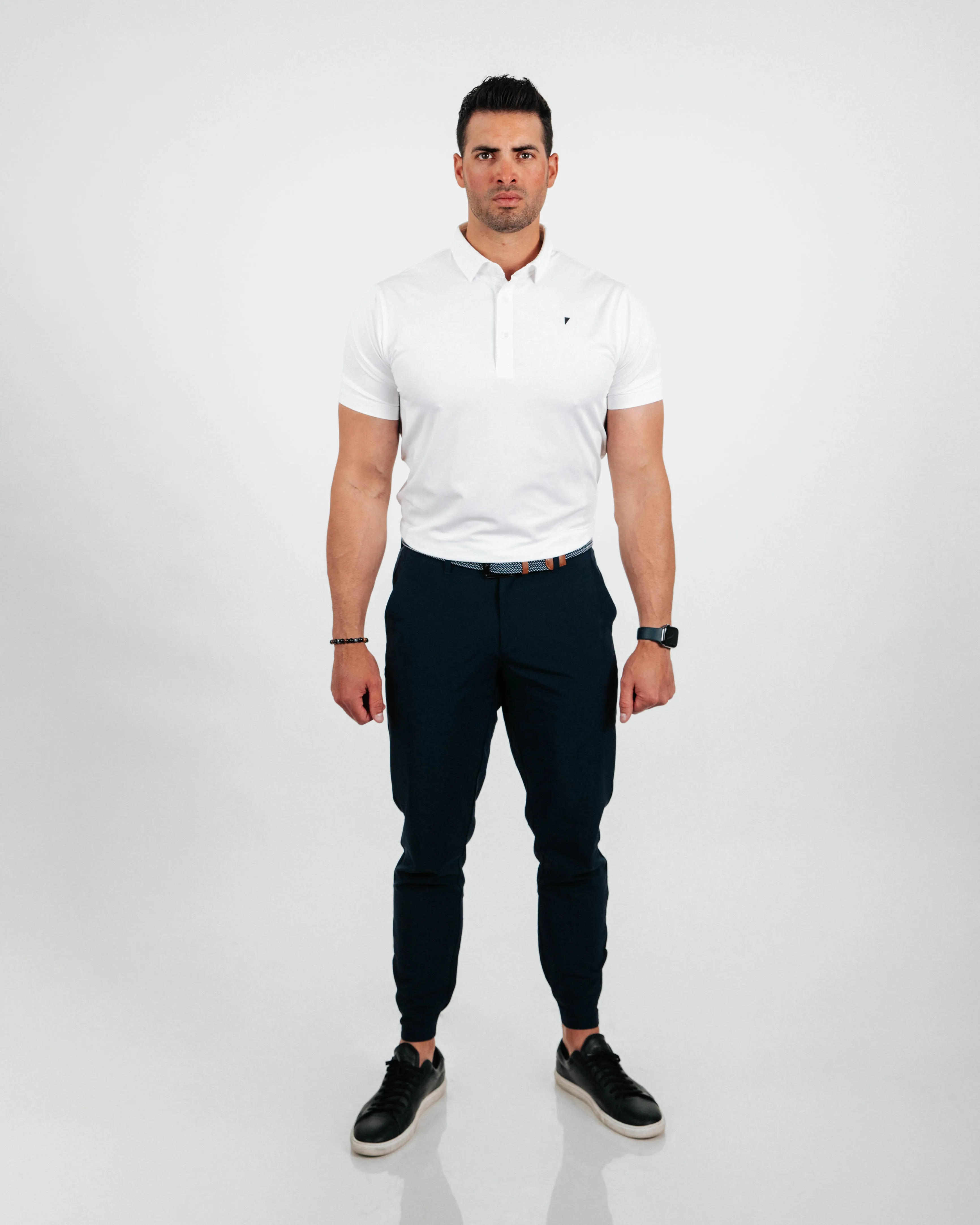 White Classic Polo,Men Top