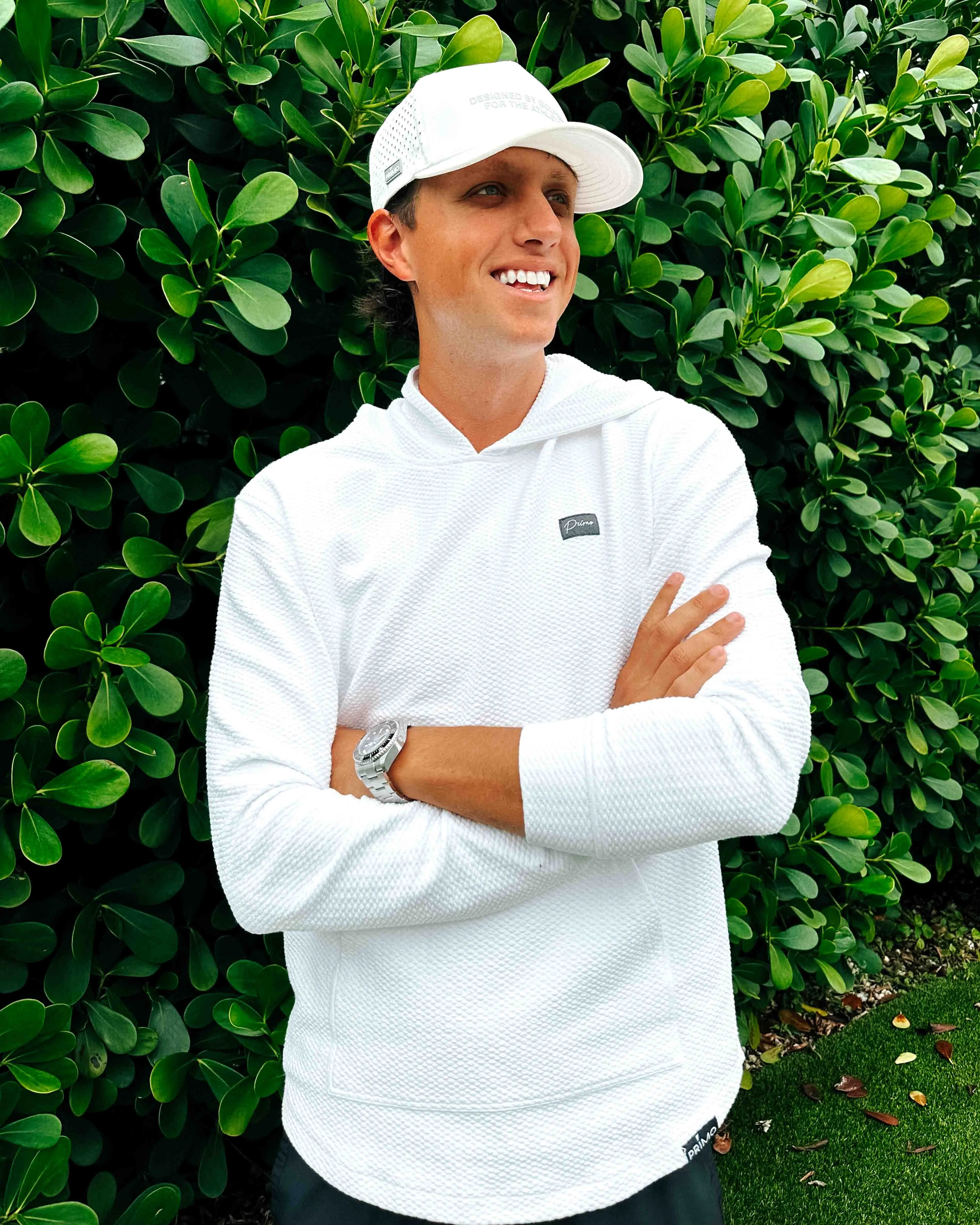 White GH Waffle Hoodie,Men Top