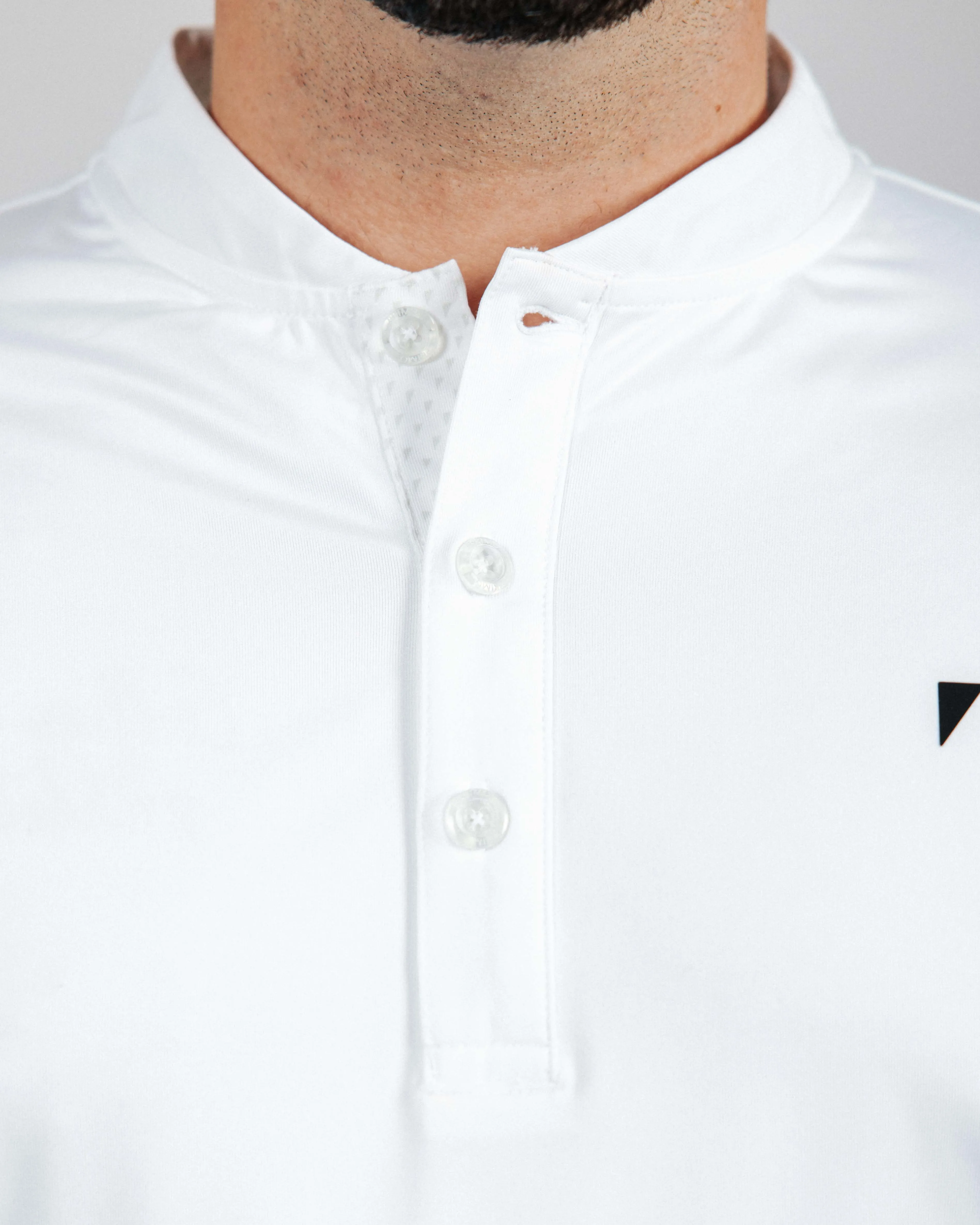White Long Sleeve Blade Polo,Men Top