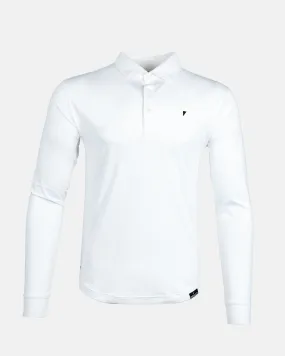 White Long Sleeve Classic Polo,Men Top