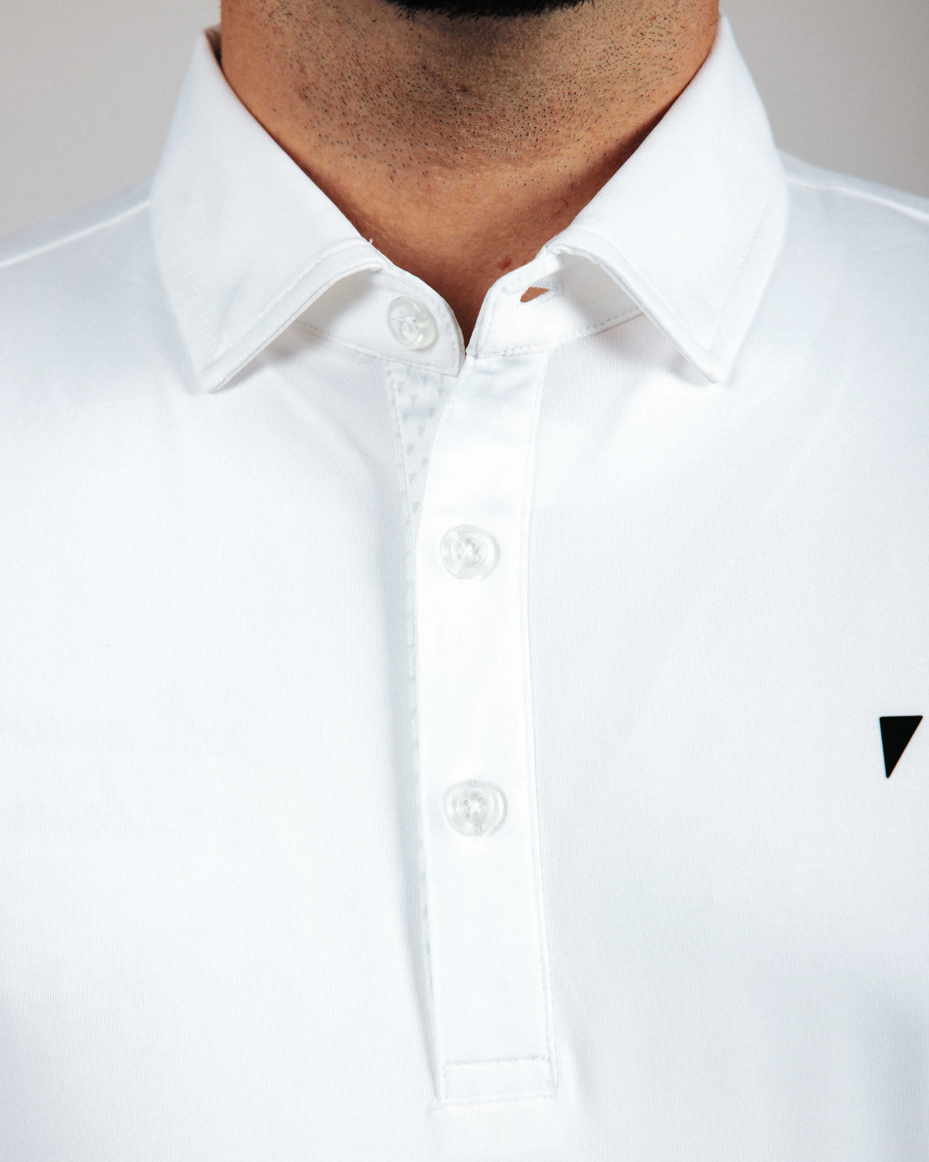 White Long Sleeve Classic Polo,Men Top