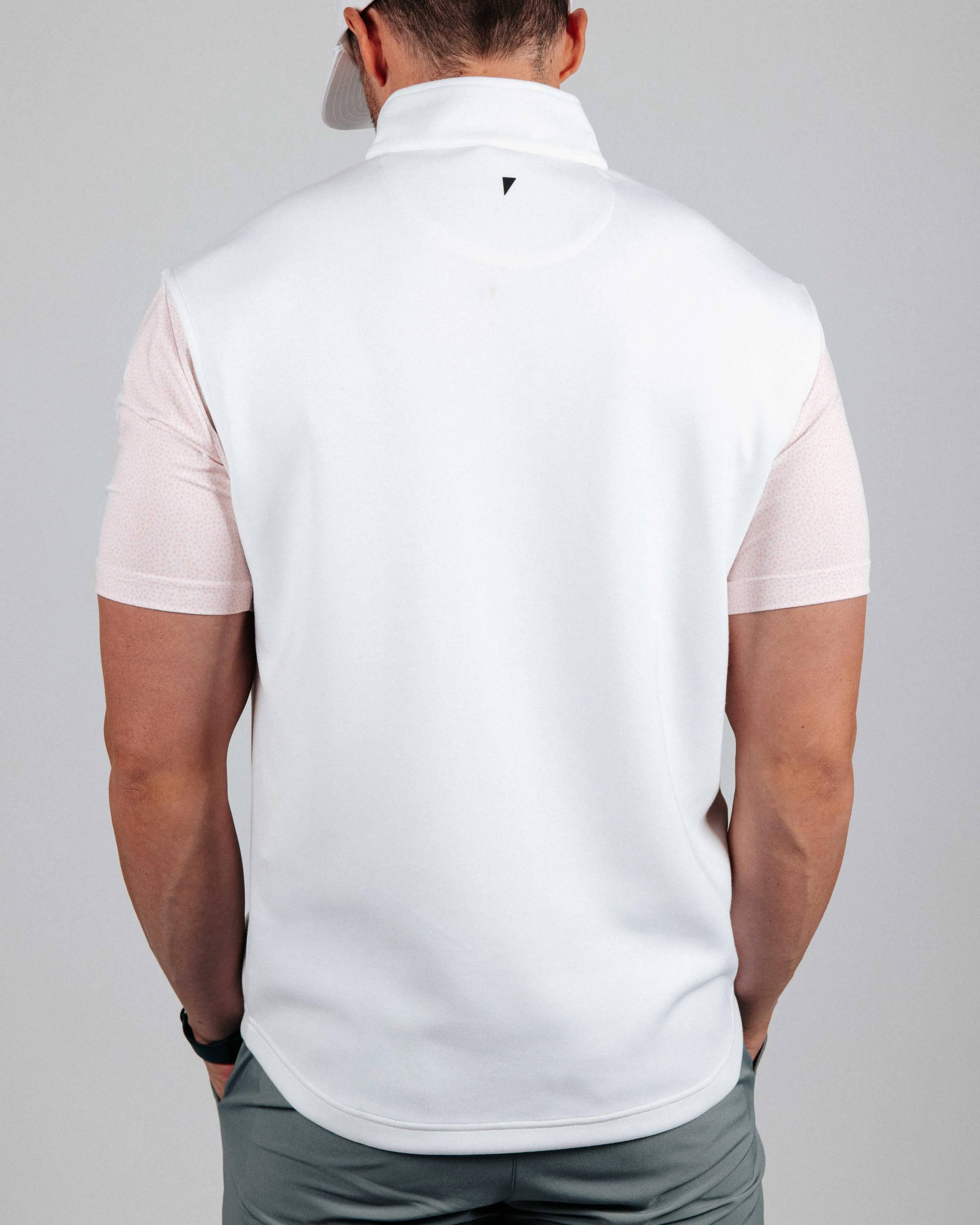 White Quarter Zip Vest,Men Top
