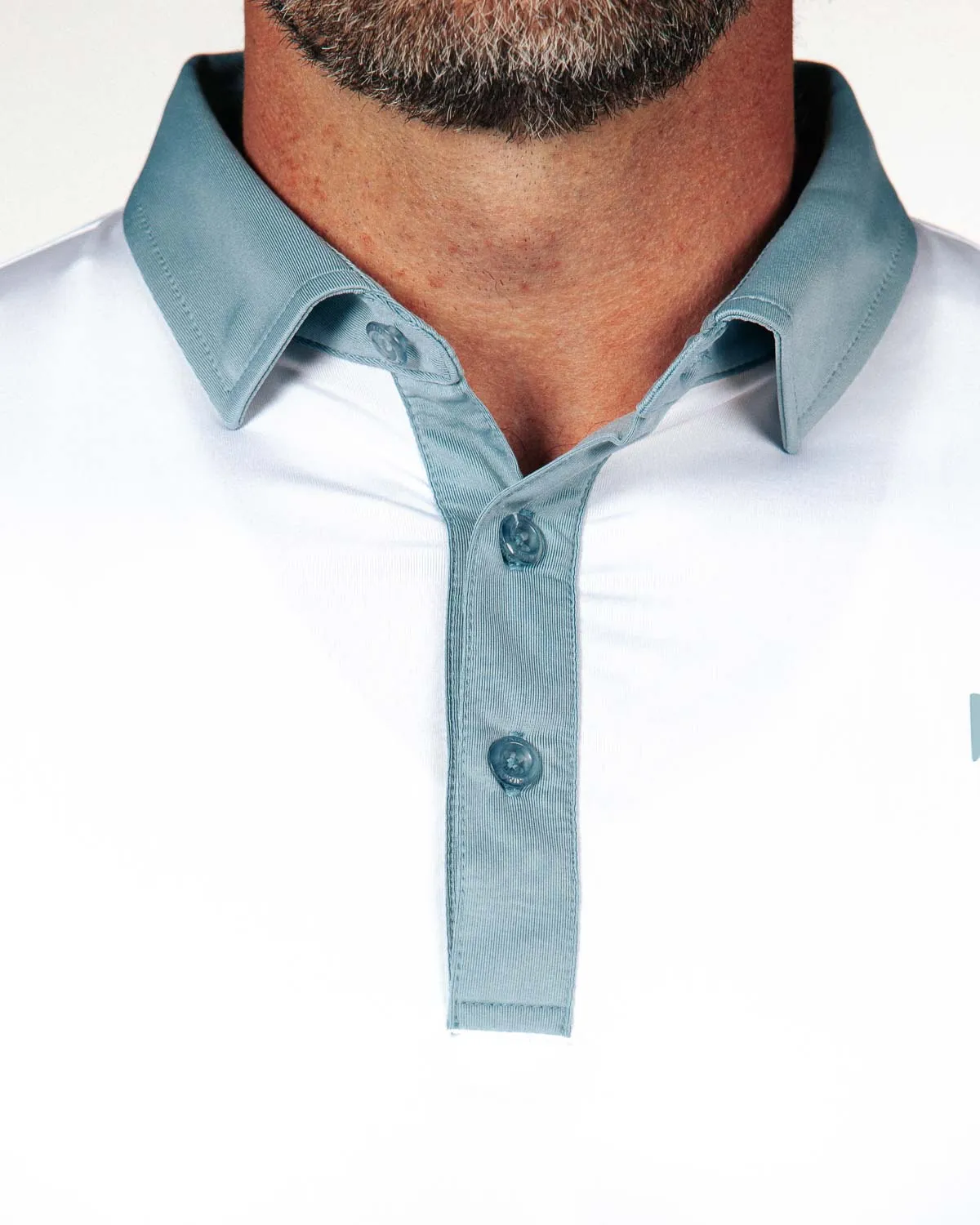 White/Storm Blue Two Tone Classic Polo,Men Top